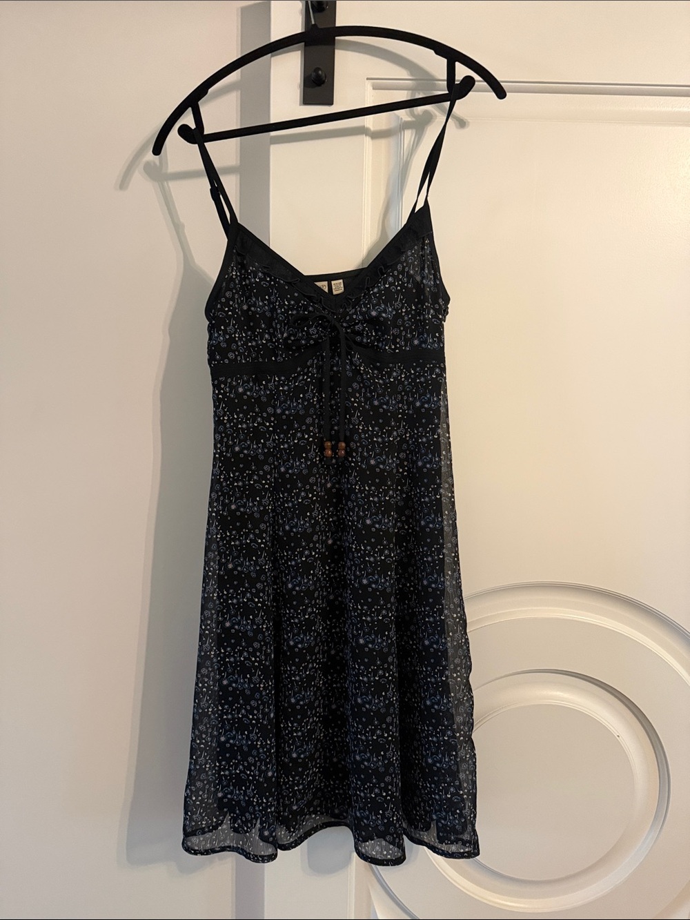 Esprit Black Mini Dress with Blue Floral Print